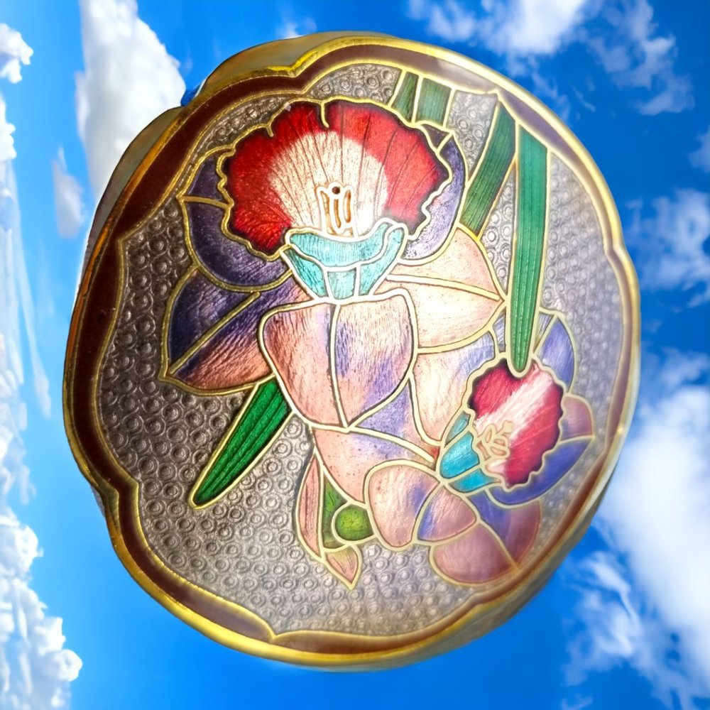 Cloisonné Enamel Belt Buckle Gold & Black Iris Charmant Beverly Hills, CA